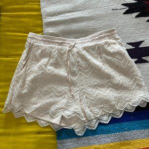 White Lace Crochet Shorts